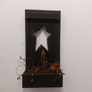 Rustic Star Wall Sconce with Candle Holder